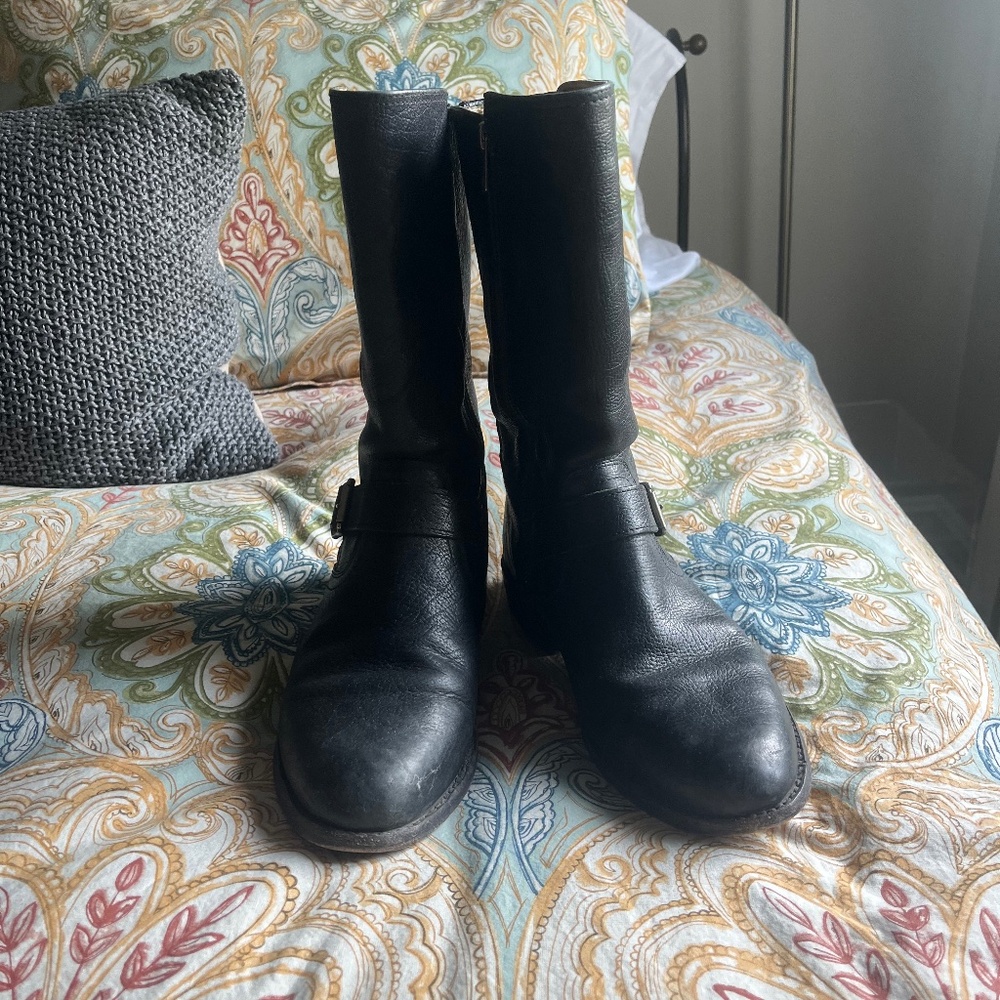 FRYE BLACK MOTO BOOTS SIZE 9.5